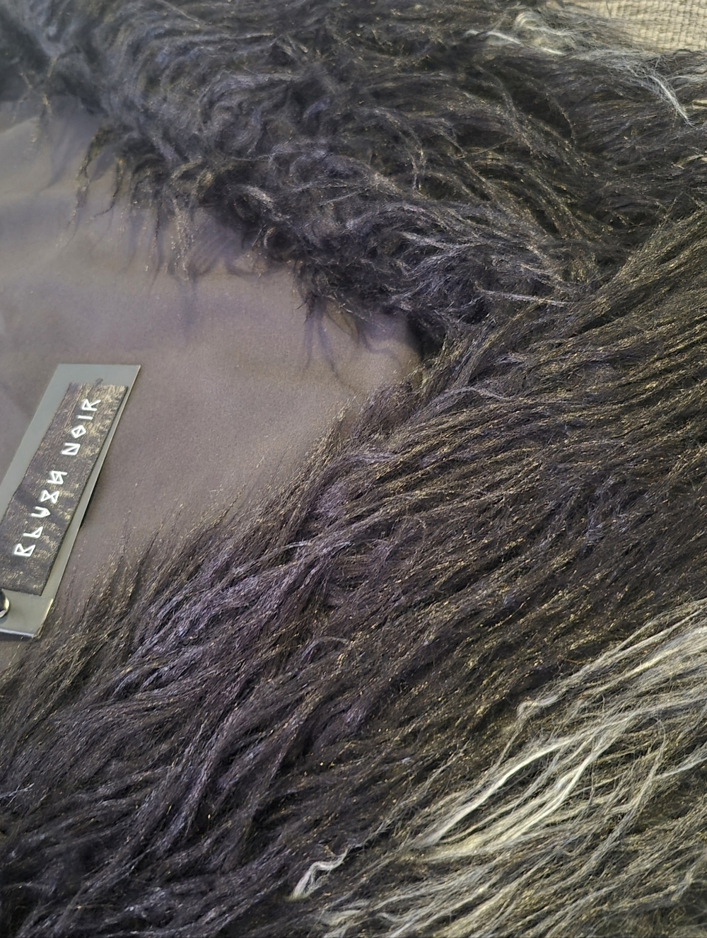 Black Faux Fur Jacket with Subtle Gray Highlights